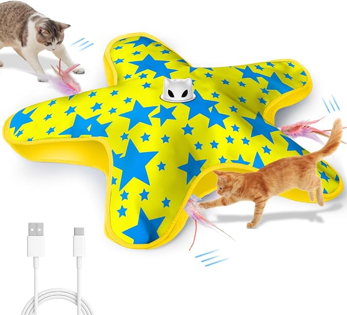 Interactive Cat Toys for Indoor Cats with Moving Concealed Feathers | Rechargeable Automatic Cat Toy, 3-Mode Touch Activated Kitten Toys, Hide and Seek Toy for Indoor Bored Adult Cats & Kittens by Unknown