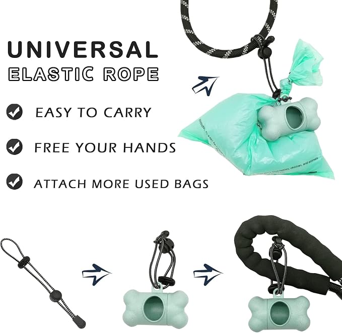 Dog Poop Pickup Bags Holder Dispenser with 1 Roll Random Color Leak-proof Scented Doggy Waste Bags and Carabiner with Safety Lock Plus Hook and Loop Fastener Never Loose on Leash Lead Again (Blue) - Image 4