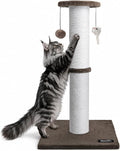 34-Inch Tall Cat Scratching Post for Large Cats, Stable Base, Brown | Heavy-Duty Cat Scratcher, Extra-Tall Thick Post, Soft Natural Cotton Rope, Hanging Interactive Cat Toys, Indoor Cat Furniture by Ahomdoo
