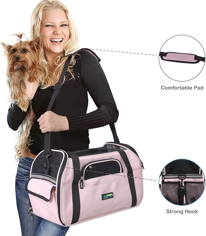 Jespet Airline Approved Soft-Sided Kennel Pet Carrier Travel Handbag | Lightweight, Foldable, Portable, Built-In Safety Leash, Luggage Sleeve, for Cats & Small Dogs, for Indoor & Outdoor - Image 3