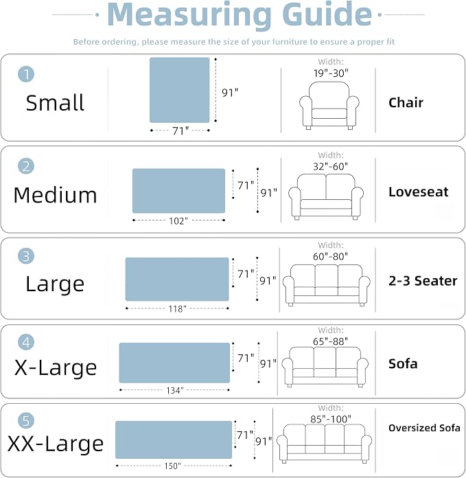 Couch Cover for Dogs Washable Sofa Cover, Sectional Couch Covers, Sofa Covers for 2 Cushion Couch, Non Slip Stripe Sofa Slipcovers Furniture Protector (Blue Checkered 71x118) - Image 2