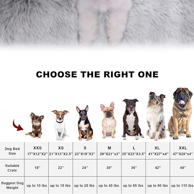 Bedfolks Plush Dog Crate Bed, Washable Cover, Faux Fur Dog Kennel Pad - 35"x23", Grey - Image 7