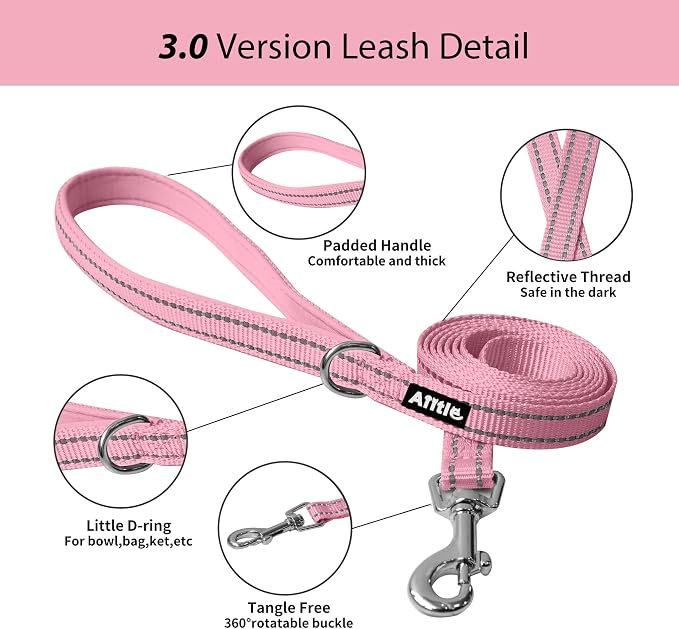 AIITLE Dog Harness and Leash Set, Step-in Puppy Pet Vest, Pure Pink XL | Breathable Mesh, Adjustable Fit, Reflective Design, Padded Leash Handle, for Small-Medium Dogs & Cats, Walking, Training - Image 3