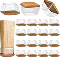 16 Pack Chair Leg Floor Protectors for Hardwood Floors, Rubber Furniture Sliders, 360°Felt Pad Bottom Wrapped Thickening Silicone Furniture Legs Caps Covers (M(L:1.3-1.7",W:0.6-0.9"), Rectangular) by Yarehand