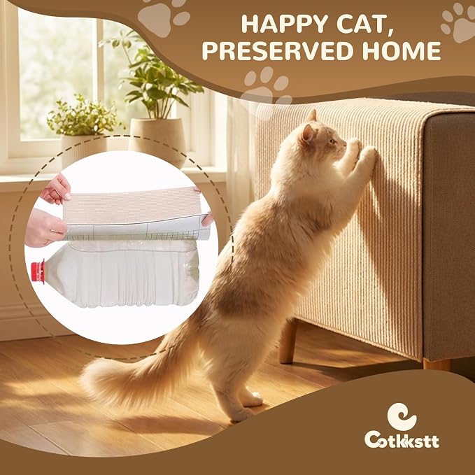 2 Pack 78Inch Cat Scratch Mat for Couch, Trimmable Cat Carpet Self-Adhesive. Durable Cat Scratching Mat, Leather Couch Cat Scratch Protector and DIY Climb Furniture Protector from Cat Claws. - Image 2