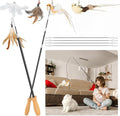 ROSAUI Cat Teaser Wand Toys, Interactive Bird Toy for Indoor Kittens, 53.15’’ Long Cat Fishing Pole Toys, 2X Wires and 5X Natural Refills, Sustainable Wooden Handles, Exercising, Playing by ROSAUI