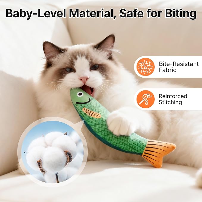 Potaroma Cat Toys Saury Fish, 3 Pack, Catnip Crinkle Sound, Soft and Durable, Interactive Kitten Kicker for Indoor Kitty Exercise 9.4 Inches for All Breeds | Crinkle Sound, Soft and Durable, Interactive Kitten Kicker for Indoor Kitty Exercise 9.4 Inche... - Image 4