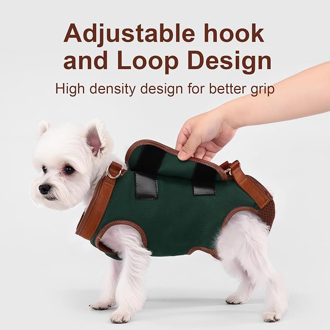 Wakytu Dog Lift Harness Dog Carrier Sling for Small Dogs & Cats,XS | stylish puppy sling carrier with handle & pocket,adjustable leash,walking & travel - Image 6