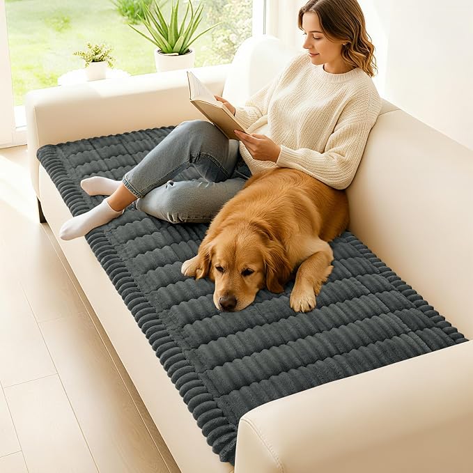 hyha Couch Cover for Dogs, Washable Non Slip Plush Flannel Sofa Protector | Thick Flannel, Anti-Slip Backing, Pet Hair & Scratch Protection, Fits Sofa & Loveseat (27.6" x 47") - Image 2