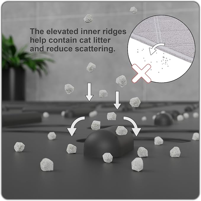 Large Cat Litter Mat, 31.5x23.6 Black, Premium Silicone Rubber, Waterproof & BPA-Free, Traps Litter, Easy to Clean, Keeps Floors Tidy - Image 3