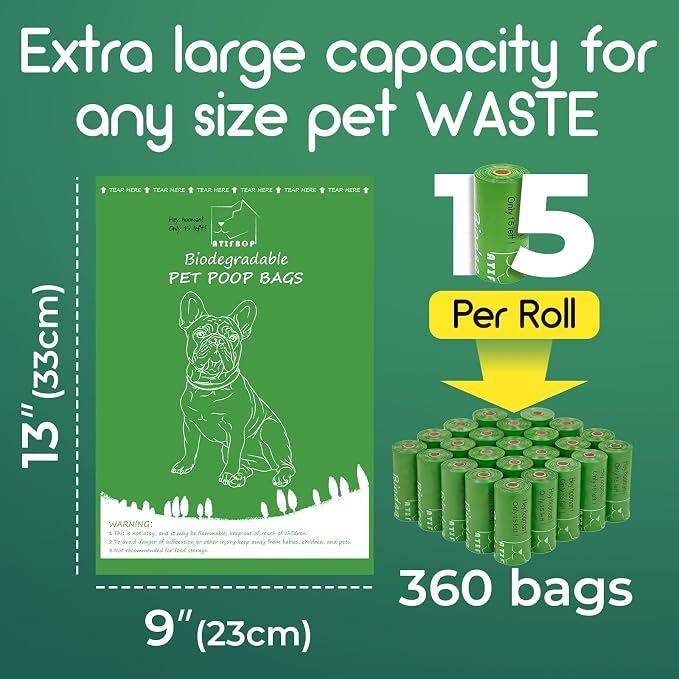 ATIFBOP Biodegradable Dog Poop Bags 360 Counts 24 Rolls, Leak Proof and Extra Thick Doggy Poop Bags (Unscented) - Image 2