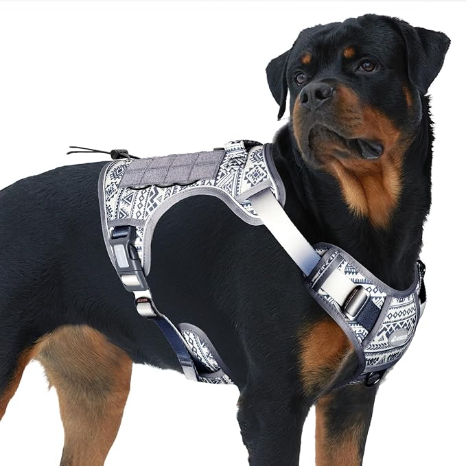 AUROTH Tactical Dog Harness for Large Dogs, Heavy Duty No Pull Pet Vest | Easy Control Handle, Adjustable, Reflective, Military K9, for Doberman Husky Walking Hunting Hiking, Bohemia Grey, X-Large by AurothPets