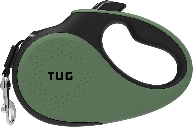 TUG Original Retractable Dog Leash, 16 ft (Medium, Green) | 360° Tangle-Free Retraction, 16 ft Tape, Quick Thumb Lock, Anti-Slip Handle, For Dogs Under 55 lbs by TUG