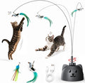 Interactive Cat Toys for Indoor Cats, 360° Automatic Spin Flying Bird Wand | 8cm Suction Cup & Weighted Base, Silicone-Protected Rod, USB Rechargeable with Replaceable Feather & Streamer Attachments by Unknown