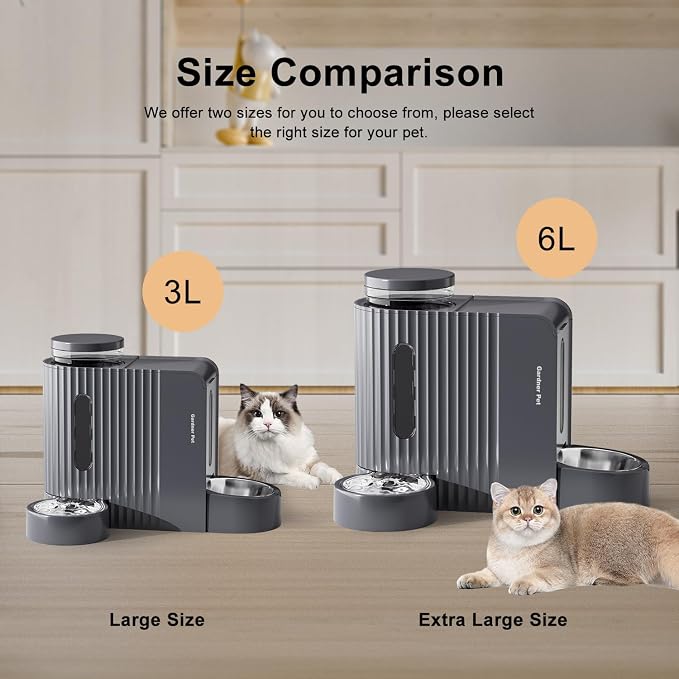 Gardner Pet Automatic Gravity Cat Food Feeder and Water Dispenser Stainless Steel Two-in-One Set Large Capacity Dispenser for Pets Dogs, Puppies, Kittens-(1.6 Gallons x 2) - Image 6