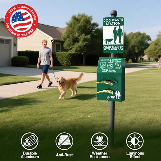 POCHAR Aluminum Outdoor Dog Bag Dispenser with Pick Up Sign for Pet Waste | Rust-Proof Wall-Mounted Poop Bag Dispenser for Dog Waste, Includes Lock & Mounting Hardware - Image 2