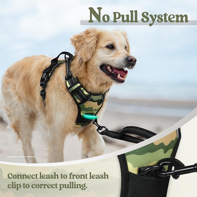 rabbitgoo Dog Harness, No Pull for Small Dogs with 2 Leash Clips, Pet Vest | No Choke with Handle, Adjustable Soft Padded, Reflective, Easy Control for Walking, Green Mountain, Small - Image 5