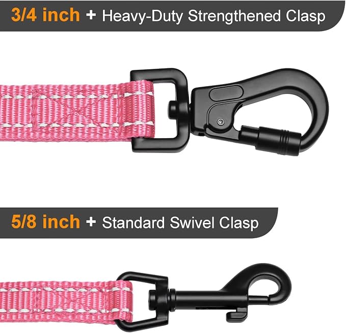 Didog 6FT Reflective Dog Leash for Small Medium Dogs, Slim 5/8" Width, Pink | Soft Padded Handle, Plush Comfort Grip, Tangle-Free, 360° Swivel Clasp for Daily Walking and Training, Night Safety - Image 5