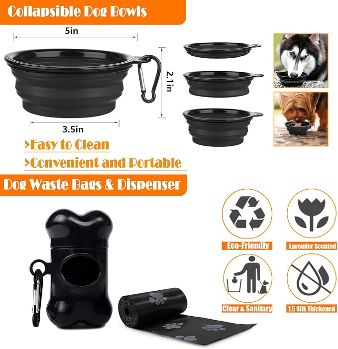 LOBEVE No Pull Dog Harness, Collar & Leash Set with Travel Accessories | Includes Dog Seat Belt, Collapsible Bowls & Poop Bag Dispenser. Ideal for Training, Walking, Hiking. Fits Small to Large Dogs - Image 8