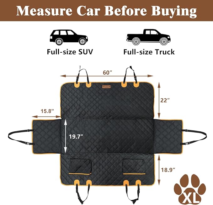 Dog Seat Cover for Back Seat, Waterproof Hammock for SUV & Truck | 600D Oxford Scratch Resistant & Non-slip, Pet-friendly for Daily Travel with Dog Seat Belt, 4-step install, Machine Washable - Image 6