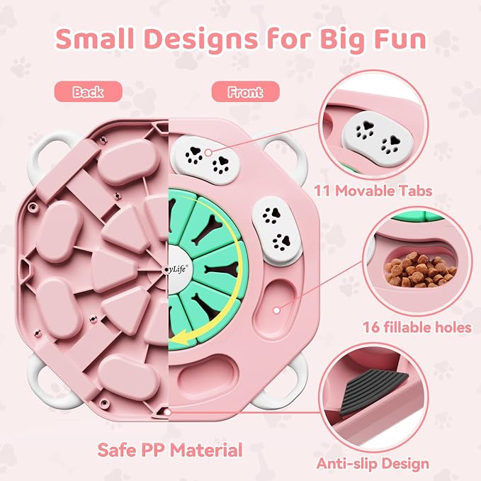 Dog Puzzle Toy for Smart Dogs, Interactive Dog Enrichment Toys,Level2(Pink) | For Small, Medium Dogs and Cats, Treat Dispensing, Mental Stimulation, to Keep Them Busy, Slow Feeder, IQ Training, Anti-slip - Image 3