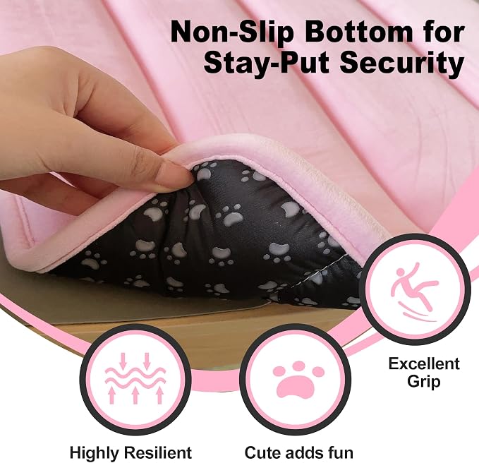 pobopobo Dog Crate Pad, Ultra Soft & Anti-Slip Kennel Mat, Secure Fit for Metal Crates & Dog Cages, Washable Cozy Bed for Small Medium Large Dogs (Pink, S(23"*14"*1.5")) - Image 4