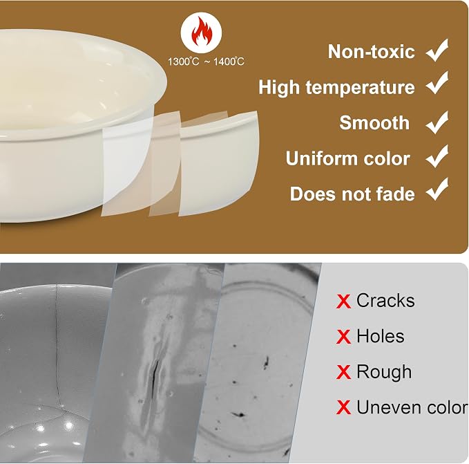 Ceramic Replacement Dog Bowls for Wordcam SS01 Model, 6.9"X2.6", Beige | Food and Water Bowl Set, for Small Medium Cats, Pet Feeding Dishes for Dogs 20-35lbs, Thicker Ceramic, Anti-Skid, 28Oz/800ML - Image 5