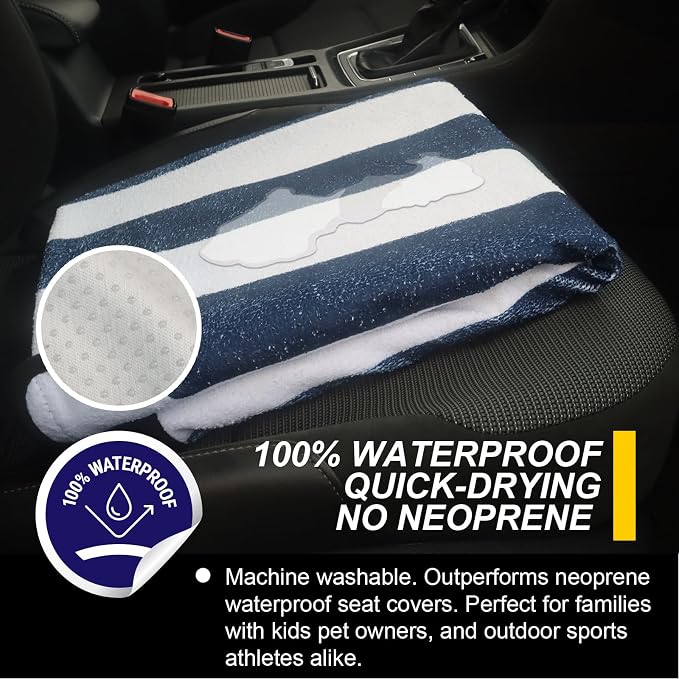 Back Seat Cover for Car Trucks Van SUV Jeep,Waterproof Rear Bench Towel Seat Covers for Dogs and Kids,Automotive Backseat Protector (Blue Stripe) - Image 3
