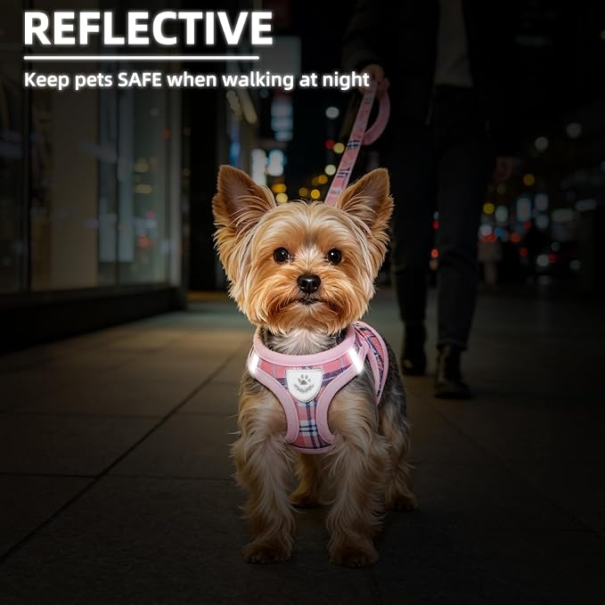 PUPTECK Dog Harness, Collar and Leash Set No Pull for Small Medium Sized | Plaid Puppy Step-in Escape Proof Reflective No Choke Pet Cat Adjustable Walking Vest - Image 7