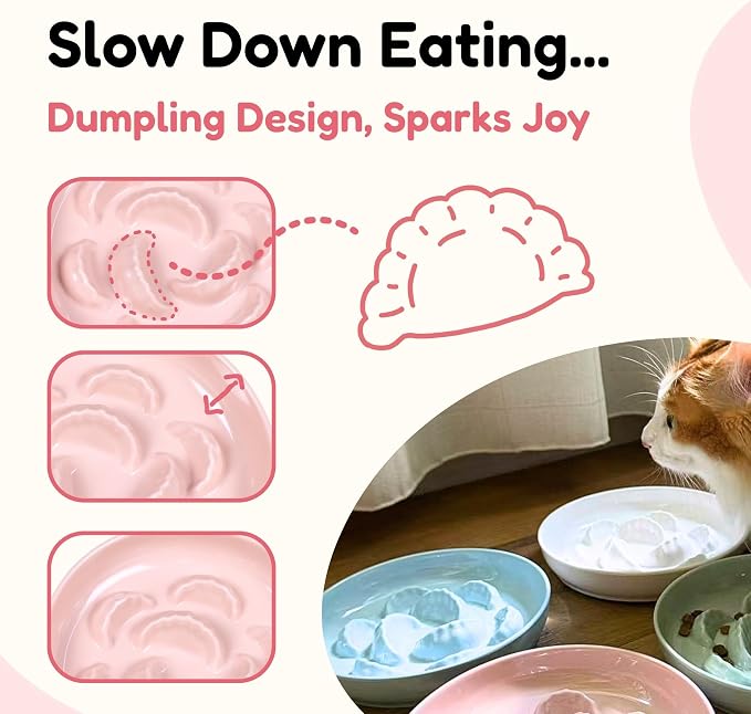 Slow Feeder Cat Bowl with Stand - Unbreakable Elevated Slow Feeder Bowl for Cats - Melamine Puzzle Raised Cat Food Bowl - Whisker Friendly & Wet & Dry Food- Dishwasher Safe & Non Slip (Pink - Image 2