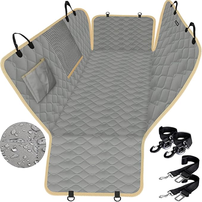 Lassie XL Truck Waterproof Dog Seat Cover Back Seat with 2 Seat Belts | Compatible with F150 F250/Chevrolet Silverado/Ram Pickup/GMC Sierra/Toyota Tundra and Crew Cab by Lassie