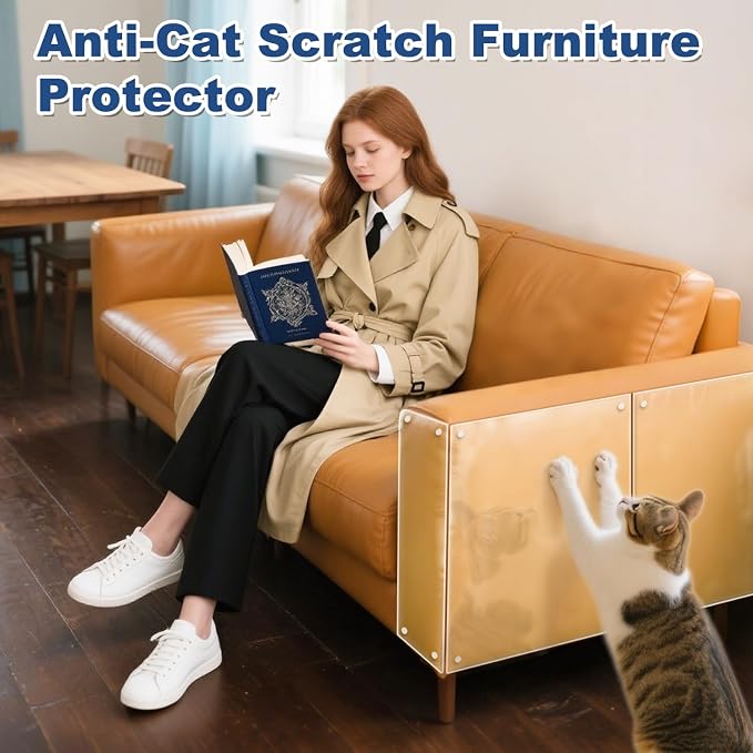 Cat Scratch Furniture Protector, 12-Pack Couch Protector from Cat Claws, Cat Couch Protector Single-Sided Furniture Protectors from Cats Scratching for Sofa Corners Walls Doors(with 50 Twist Pins) - Image 7