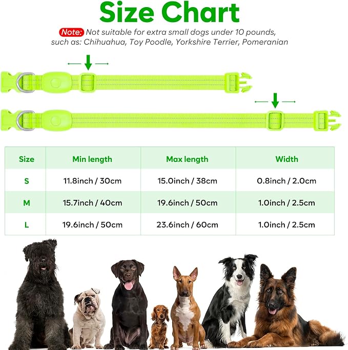 Light Up Dog Collars Rechargeable, Reflective LED Glow Dark Dog Collar for Small Medium Large Dogs, Adjustable Pet Dog Lights for Safe Night Walk-Green, Medium - Image 5