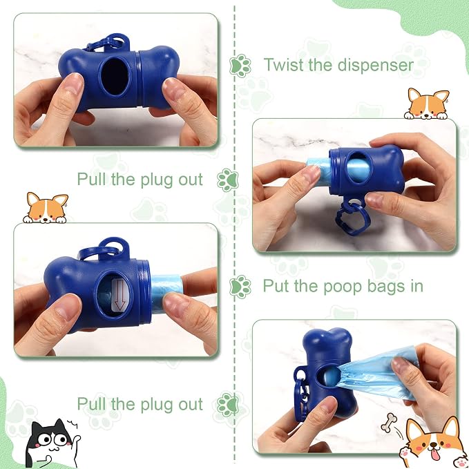 80 Pcs Dog Poop Bag Dispenser with Disposal Dog Waste Bags Bulk Dispensers Puppy Dog Poop Bag Holder with Clips for Doggy, 9 Colors (Bone Shape) - Image 4