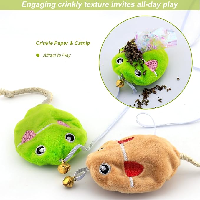 Interactive Cat Toy Wand with Catnip Mouse, Cat Teaser Wand Rainbow String for Bored Indoor Adult Cats and Kittens (2 Pack Mouse) - Image 4