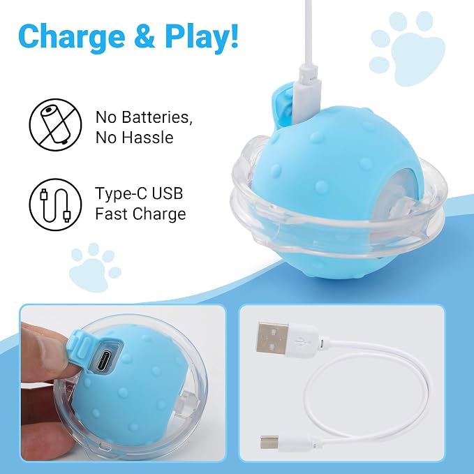 Cat Toys for Indoor Cats, Interactive Cat Toy for Adult Cats | Hide and Seek Play Mat for Bored Kittens, Automatic Rolling Ball with Real Bird Chirping, Motion Activated Rechargeable - Image 6
