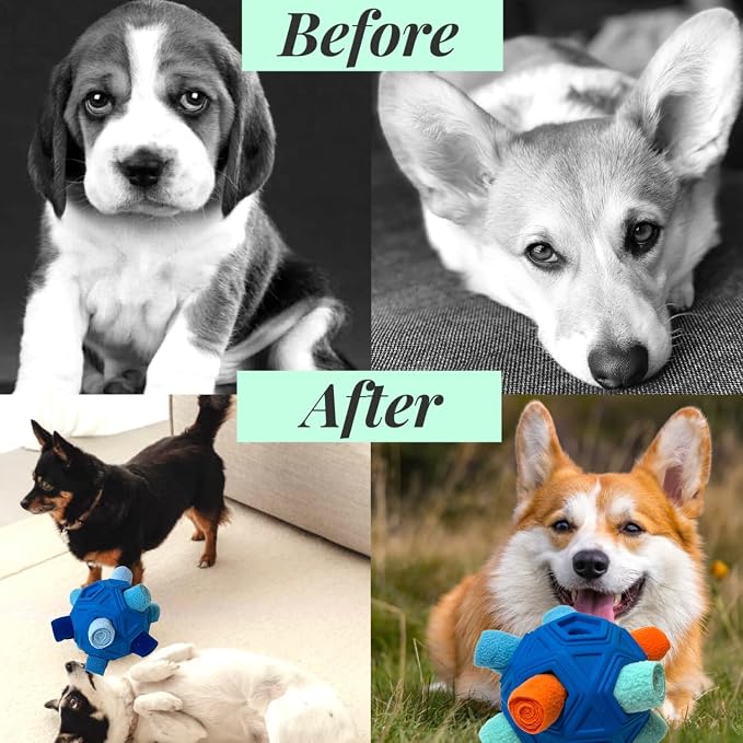 Interactive Snuffle Ball for Dog Toys Unbreakable Upgrade Ball Toy | Dog Puzzle Toys Foraging Snuffle Mat Puppy Dog Treat Dispenser Slow Feeder Toys for Small Medium Large Dog (Blue) - Image 5