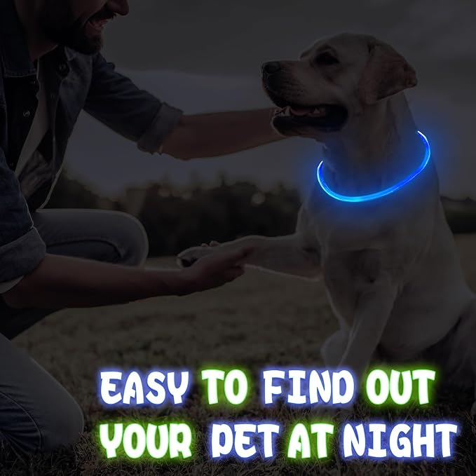 Frienda 4 Pcs LED Dog Collars, USB Rechargeable,Classic Style,Green, Blue | Dog Necklace Collars, Doggy Light Collar for Night Walking, Adjustable Safety Lamp Pet Collars for Large Medium Small Puppy - Image 6