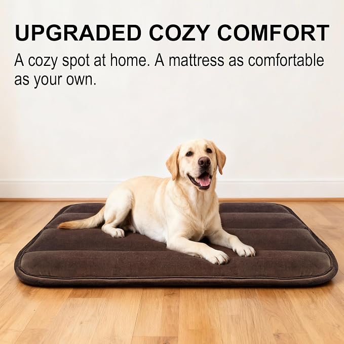 pobopobo Dog Crate Pad, Ultra Soft & Anti-Slip Kennel Mat, Secure Fit for Metal Crates & Dog Cages, Washable Cozy Bed for Small Medium Large Dogs (Dark Brown, L(34"*20"*1.5")) - Image 2