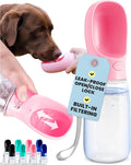 MalsiPree Leak-Proof Portable Dog Water Bottle for Travel - 19 oz, with Pink Bowl - Food Grade Plastic - Dog Bowls - Puppy Essentials - Pet Water Bottle for Trail Hiking, Park Visit & Beach Days by MalsiPree