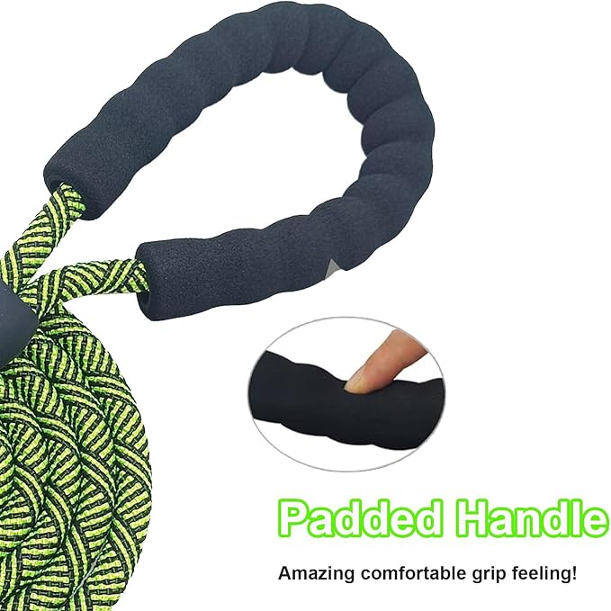 MayPaw Heavy Duty Rope Dog Leash, 6/8/10FT Nylon Pet Leash, Soft Padded Handle Thick Lead Leashes for Large Medium Dogs Walking Training Jogging (Green Black, 1/2" * 6') - Image 4