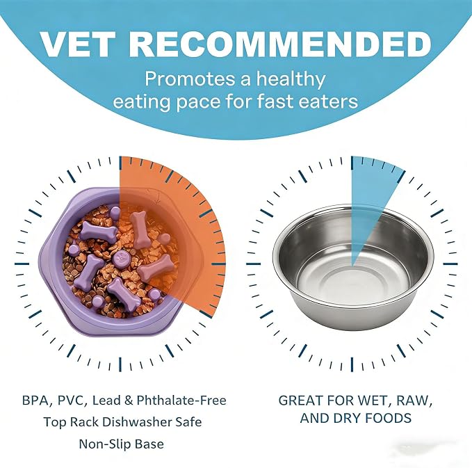 Slow Feeder Dog Bowls Anti Gulping Reduces Gastric Burden Prevents Bloat and Digestive Issues Safe Durable Material Easy to Clean Puppy Slow Feeder Bowl for Healthy Eating Excess Energy Management - Image 4