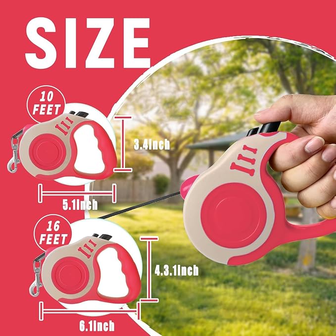 Retractable Dog Leash Automatic Telescopic Tractor Dog Tape | Pet Tape 10/16 FT Durable and Convenient, with Non-Slip Handle, Suitable for Small and Medium-Sized Dogs - Image 2
