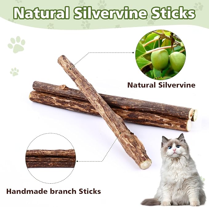 WOUSEDO 27 Pack Catnip Chew Toys for Cats, Cotton Sisal Rope Toys | Cat natural silvervine sticks, for cat teeth cleaning and dental care, Interactive toy for bored Indoor cats - Image 6