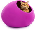 Luxurious Merino Wool Cat Cave - Foldable Hideaway Pod for Indoor Cats - Premium Felt Kitten Pet Enclosure - Covered Cat House for Ultimate Cozy Comfort by Woolygon (Purple Plain) by Woolygon