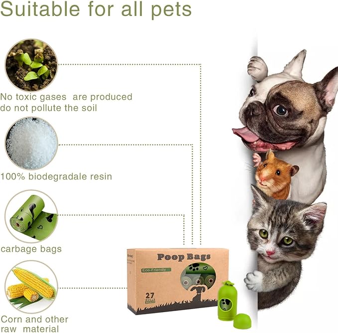 Dog Poop Bags Rolls with Dispenser - Leak Proof - 540 Count Unscented | Strong Large 9x13 inch Waste Refill Bags for Daily Dog Walks, Cat Litter Cleanup Outdoor Travel and Multi-Pet Households - Image 6
