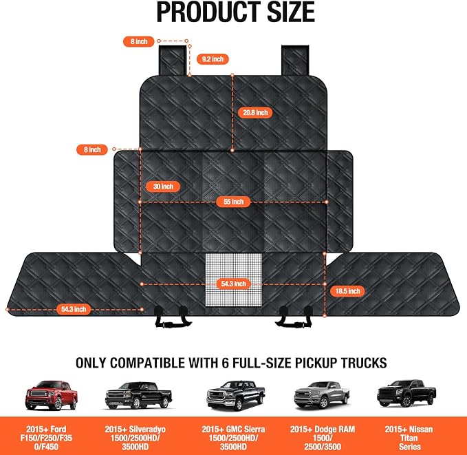 Surfcabin XL Dog Car Seat Cover for Back Seat Hard Bottom Holds 420 lbs | Waterproof & Machine-Washable Full Size Pickup Dog Back Seat Cover with Door Protection, Easy to Install Foldable Dog Hammock - Image 6