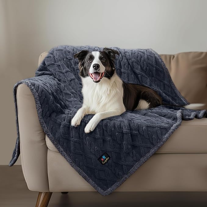 Luciphia Waterproof Dog Blanket, Reversible Sherpa Fleece for Couch Cover | Reversible waterproof pet blanket with soft Sherpa fleece machine washable protect couch bed car, Dark Grey 65" x 57" - Image 9
