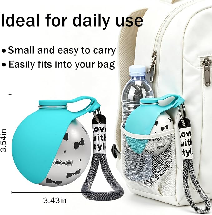 Portable Dog Water Bottle, Flip-Top Silicone Bowl Design, Insulated Hot & Cold Retention Material, One-Hand Leakproof Use, Perfect for Walking & Hiking, 10oz (Blue, Printing) | Flip-Top Silicone Bowl Design For Small Dog & Cat, Insulated Hot & Cold Ret... - Image 7