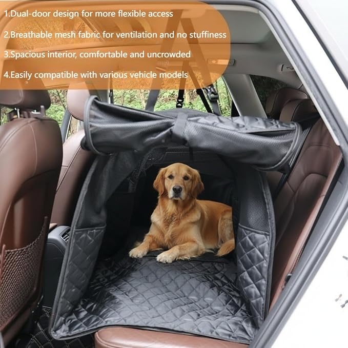 Soft Sided Collapsible Dog Crate for Car - XL Portable | Collapsible dog car crate folds small Secure straps for back seat, SUV & trucks. Portable for multiple dogs, area restriction - Image 2